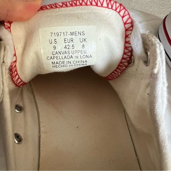 Levi’s White Sneakers Converse-Style with Leather Heel Patch Sz: 9 Mens - Picture 8 of 9